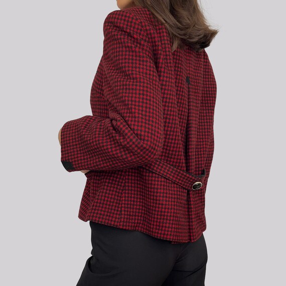 Vintage checked jacket virgin wool / red black / … - image 3