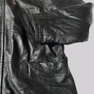 Vintage 80s/90s leather jacket / Black / XL / Genuine leather / Smooth leather jacket image 9