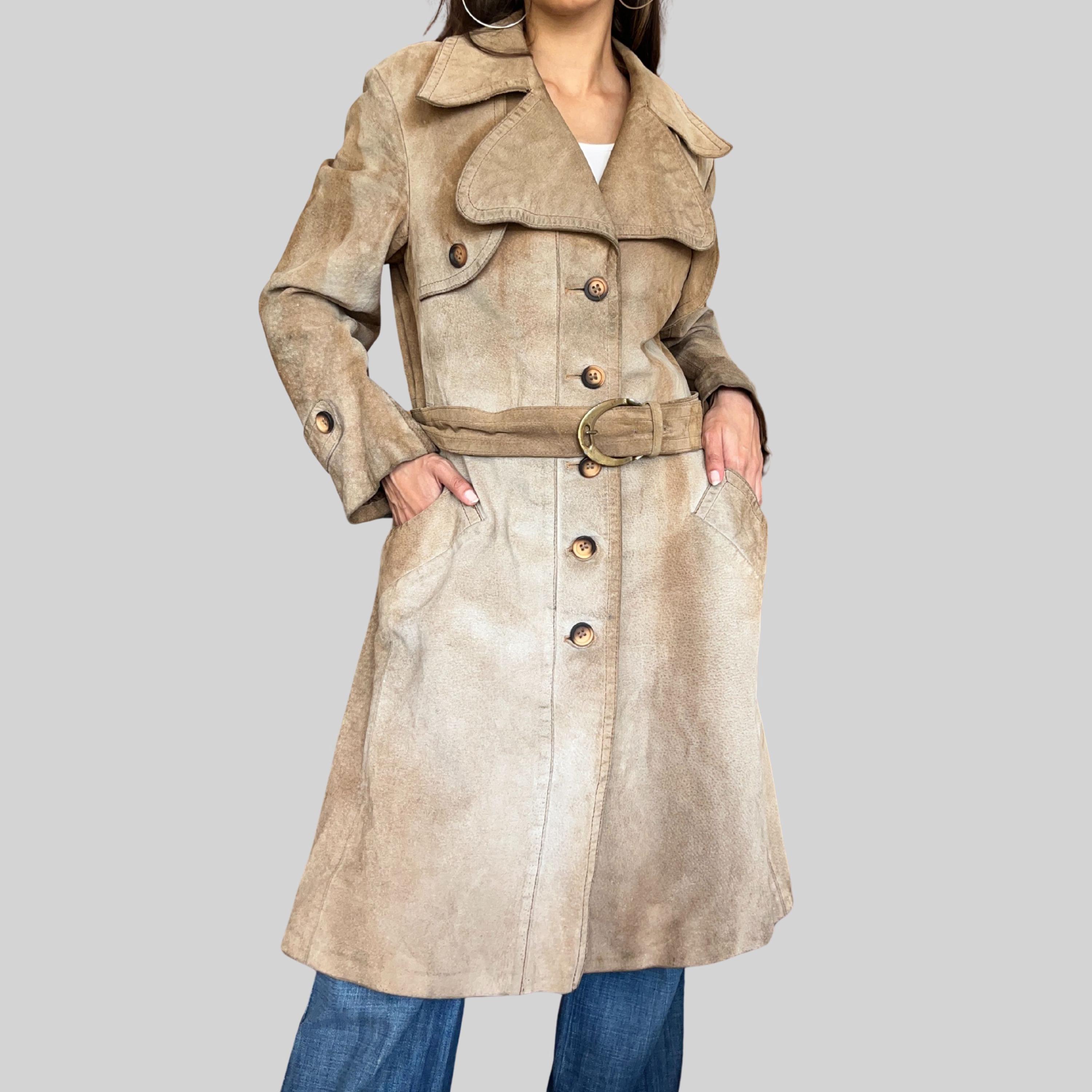 70s Leather Trench - Etsy
