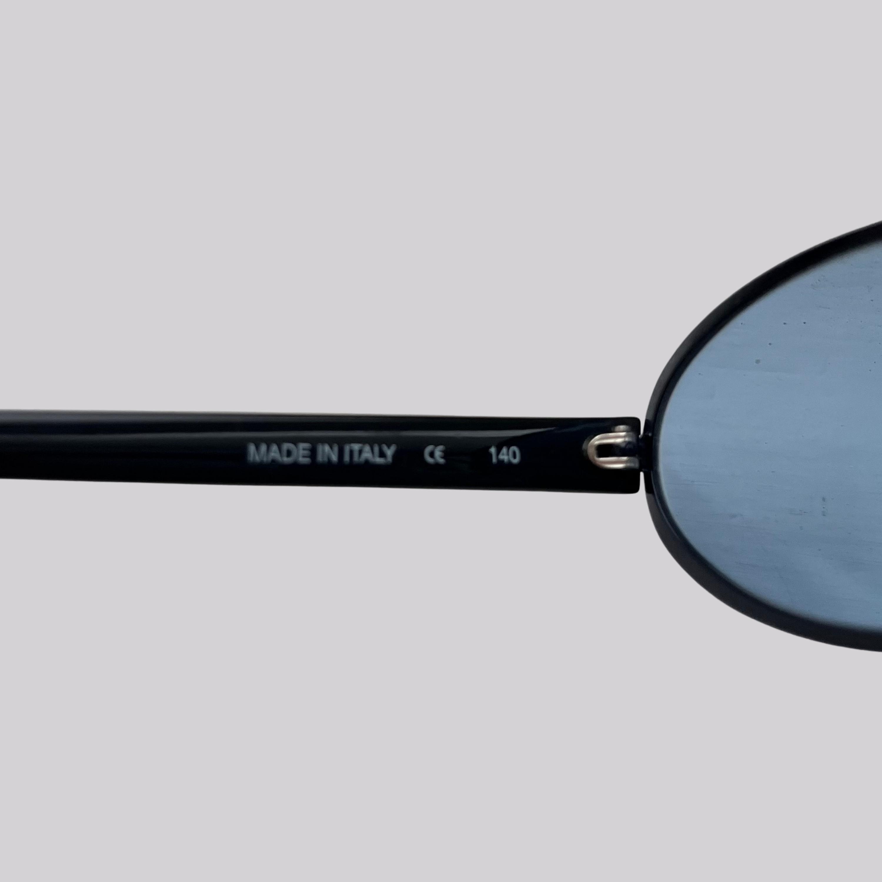 Vintage 90s Calvin Klein Sunglasses / Black Blue / Acetate / Oval