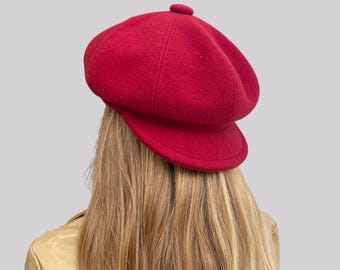 Vintage Red Wool Ritz Henry Pollak Cloche Hat With Ribbon  display picture 1
