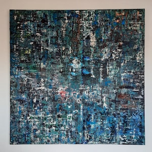 moderne abstrakte Acrylmalerei einer Farbpalette raue See