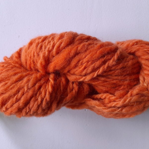 Handspun double plied wool yarn, naturally dyed yarn, orange/red yarn, waldorf inspired, waldorf wool for knitting, chunky bulky wool yarn