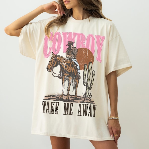 Western Graphic Tee Comfort Colors Cowboy Shirt Western Vintage Graphic Tshirt Distressed Oversized Cowgirl Tee Country Concert Shirt Summer