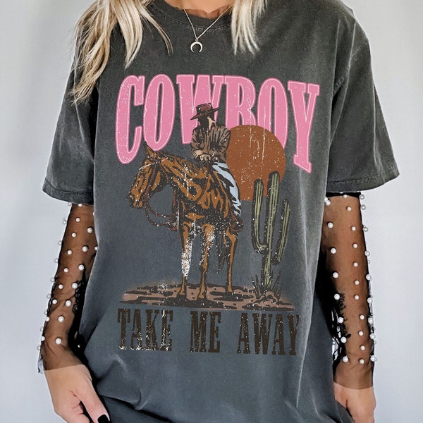 Western Graphic Tee Comfort Colors Shirt Retro Cowboy T Shirt Country Concert Outfit Pink Cowgirl Tshirt Yee haw Shirt I Love Cowboys Disco