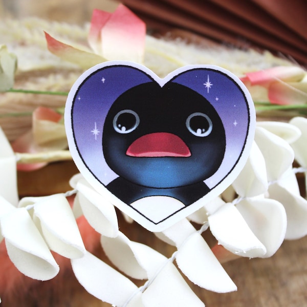 Sticker Saint Valentin staring Pingu meme | Psycho Pingu | noot noot | terrified noot noot | spooky | valloween