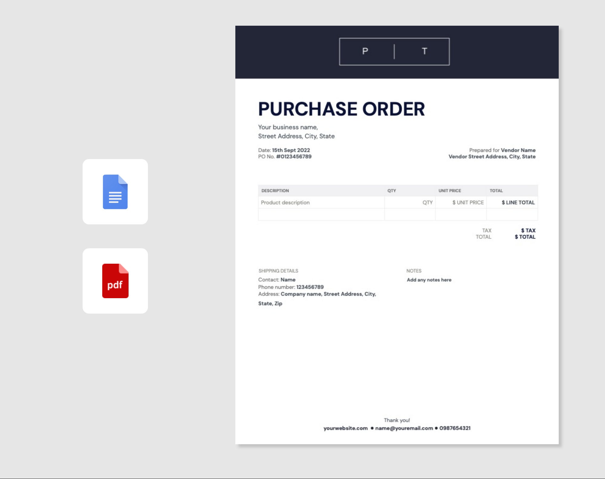 Purchase Order Template Google Docs Instant Download Etsy Purchase Order Template Google Docs Instant Download Etsy
