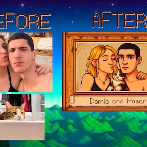 Custom Couple & Family STARDEW VALLEY Style Portraits, Stardew Valley Custom Portraits, Personalized Stardew Valley Poster, Custom Pixel Art