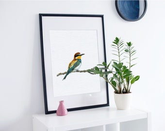 Bee-eater print - bird illustration on DIN A5 watercolor paper