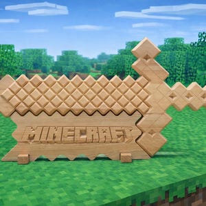 Espada de Diamante de Minecraft para Niños – Archivo Digital CNC para Vectric (.CRV) – Proyecto de Espada de Juguete de Madera. ¡Diseño completo y trayectorias de herramientas!