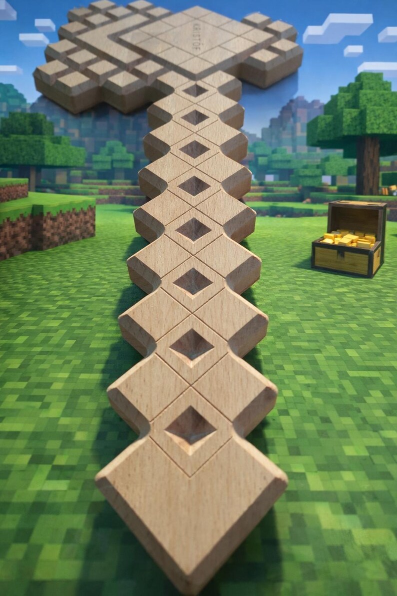 Minecraft Diamond Axe for Kids – CNC Digital File for Vectric (.CRV ...