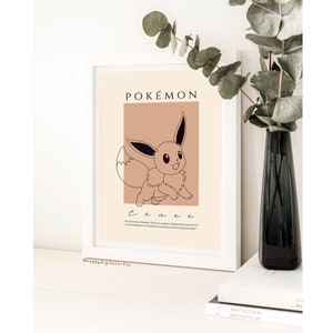 Eevee Poster - Pokémon First Generation Wall Art, INSTANT DOWNLOAD, Modern Wall Decor, Minimalist