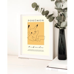 Póster de Pikachu - Arte mural de primera generación de Pokémon, DESCARGA INSTANTÁNEA, Decoración de pared moderna, Minimalista