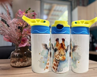 Kinderdrinkfles gepersonaliseerd I RVS I giraffe