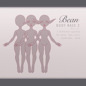 Humanoid chibi feminine fantasy body base pack for custom character designs (for adoptables and personal use)