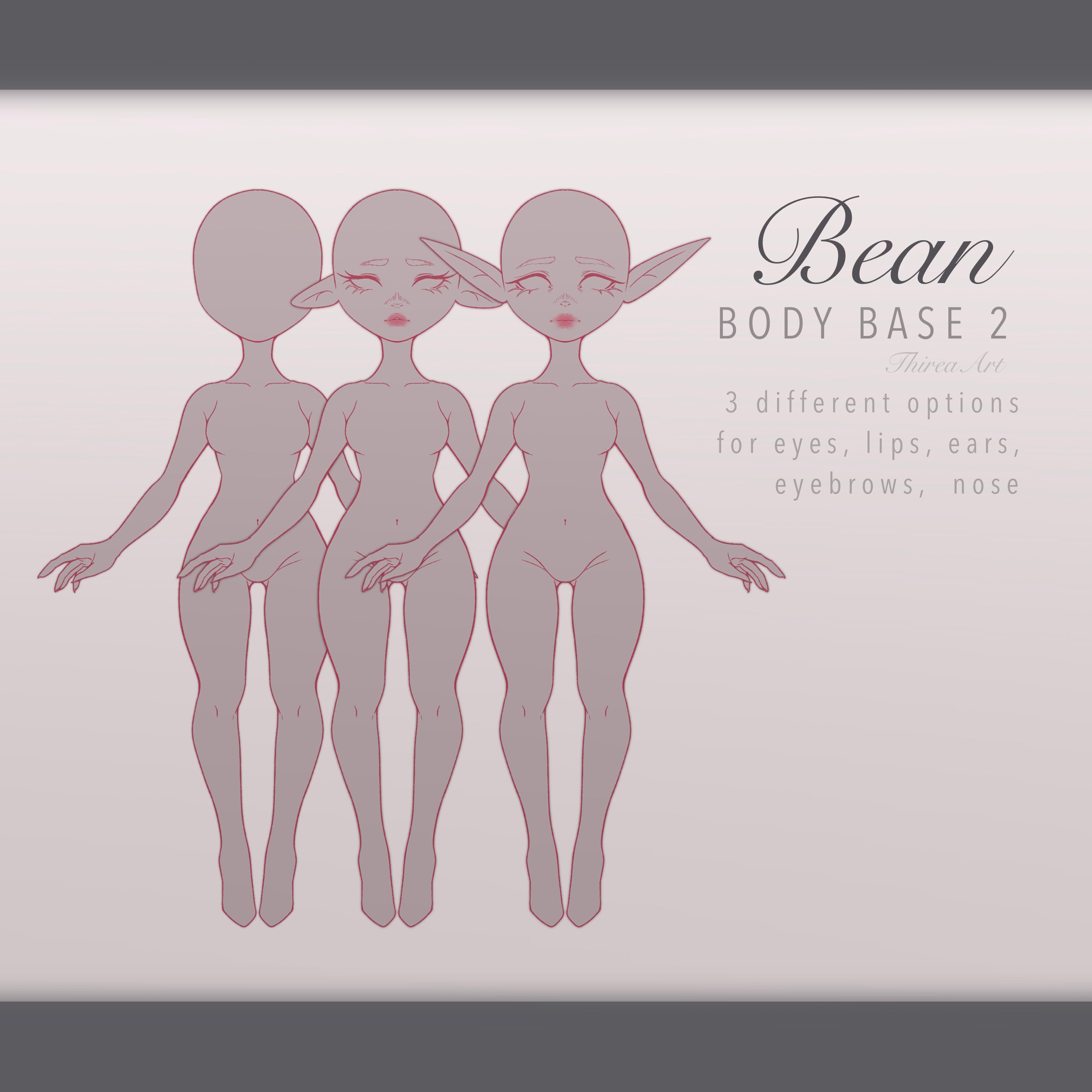 Humanoid chibi feminine fantasy body base pack for custom character designs  (for adoptables and personal use)