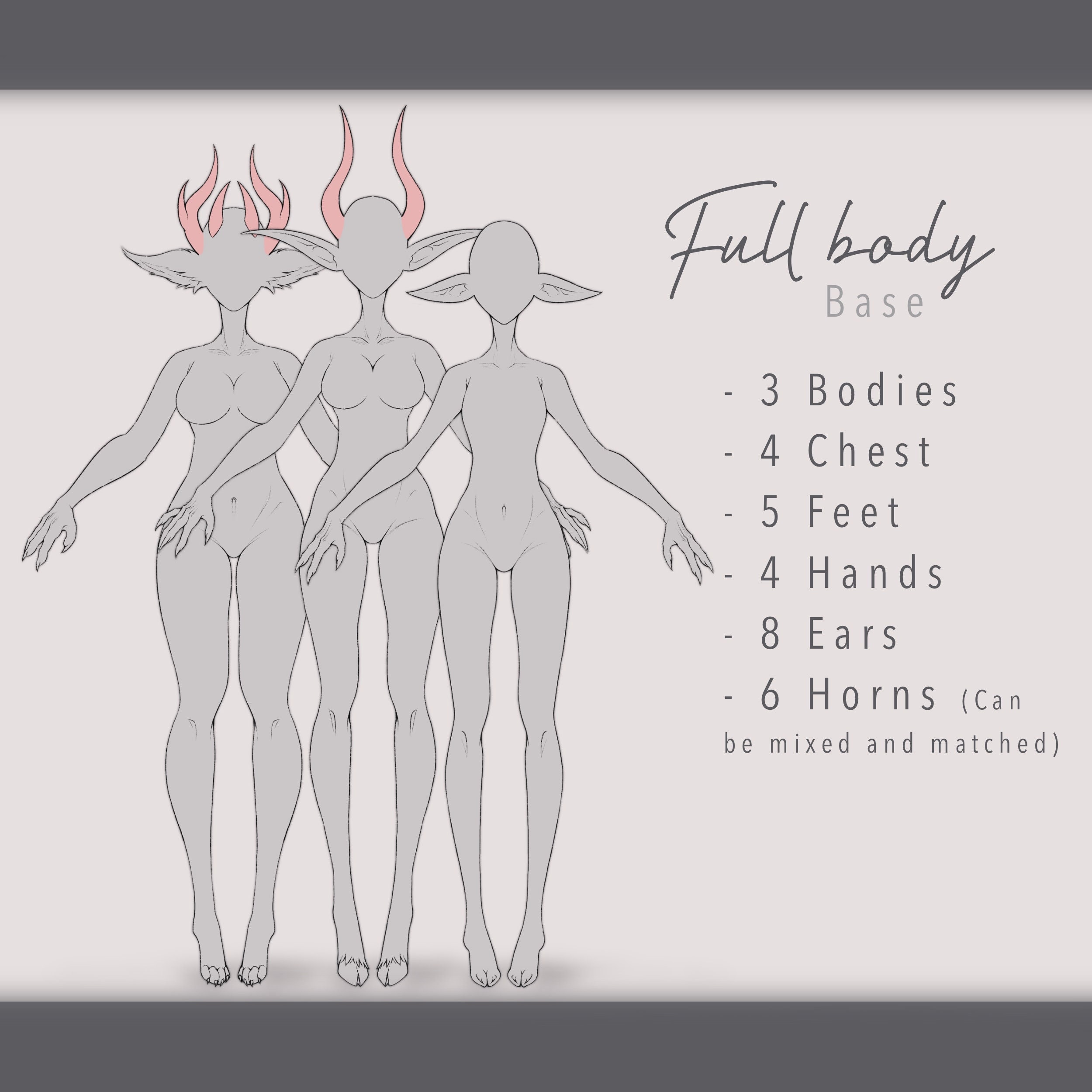 Humanoid Feminine Fantasy Body Base Pack for Custom Character