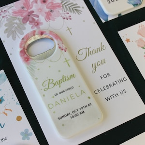 Personalized Bottle Opener Favors: Christening, Baptism, 1st Birthday