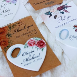 20 Pcs Bottle opener wedding favors for guests in bulk, heart shape wedding magnet, thank you gift