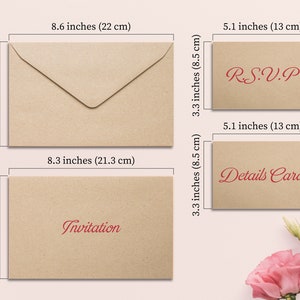 Wedding Invitation with Velvet Envelope, Burgundy and Gold Invitation image 6