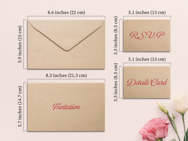 Wedding Invitation with Velvet Envelope, Burgundy and Gold Invitation image 6