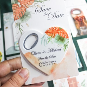 Personalized Beach Theme Magnet Bottle Opener, Custom Wedding Favors for Guests