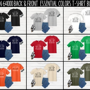 Front & Back Gildan 64000 shirt bundle mockup softstyle unisex t-shirt bundles mock ups blank flat lay gildan 64000 tee mockups AI download