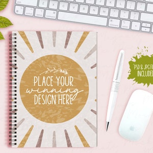 psd a5 notebook mock up spiral planner mockup lined journal mockups A5 note book spiral bound wire blank diary smart object PSD JPG download