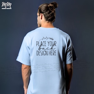 light blue Gildan 5000 shirt mockup back male t-shirt Gildan 5000 men&#39;s light blue shirt mock mens Shirts Mockups 5000 man AI jpg download