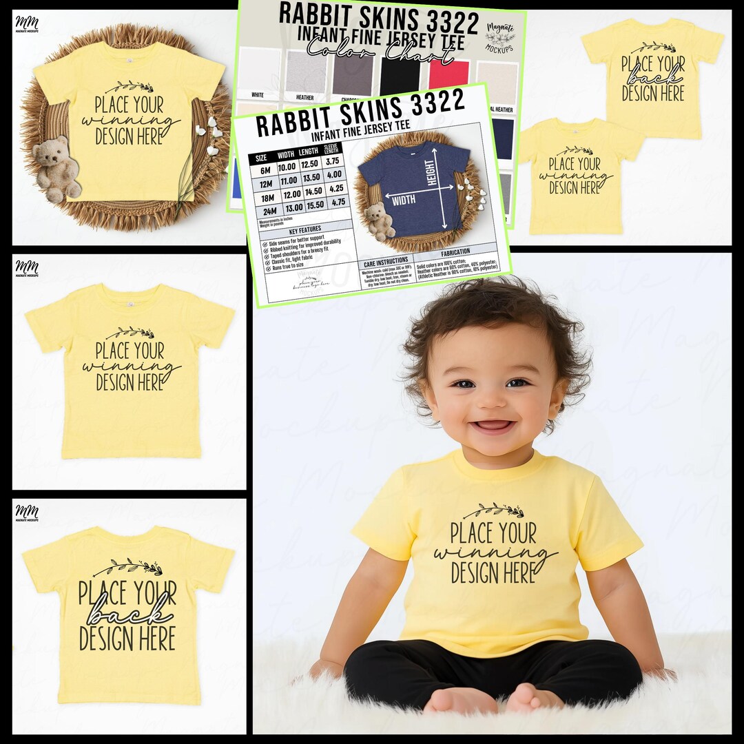 Butter Rabbit Skins 3322 Infant Tee Mockup: 7 Mockups Includes Color ...