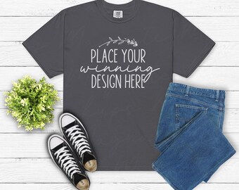 Mockup shirt Pepper Comfort Colors 1717: plat gelegd (jpg download)