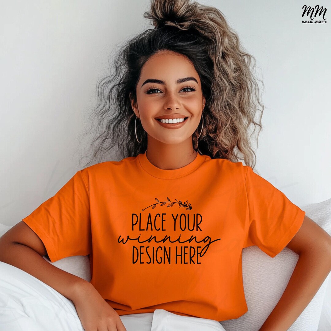 Orange Bella Canvas 3001 T-shirt Mockup Women's Orange Mock up Orange ...