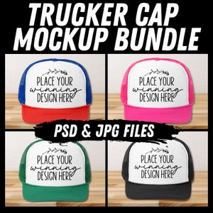 trucker hat mockup bundle baseball printify cap mockups hats mock ups smart object blank trucking hat mock up blank caps PSD JPG download