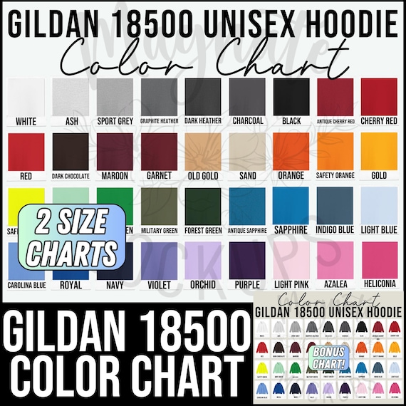Gildan 18500 Hoodie Color Chart Mockup: Printify 2024 (JPEG Digital Download)