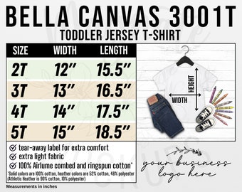 3001T toddler t-shirt size chart Bella Canvas 3001T measurements 3001T size chart Bella Canvas kids shirt size charts jpg digital download