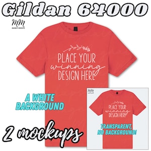 red Gildan 64000 t-shirt mockup 2 mockups Gildan red shirt mock up Flat Lay blank red Gildan 64000 Shirt Mockup Minimalist AI jpg download