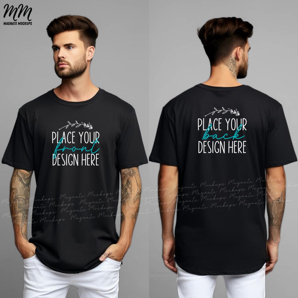 Gildan Back Of Shirt Black Gildan 5000 Front Back Shirt Mock-Up Male T-Shirt Gildan Front Back Black Shirt Mockup Men'S Blank Gildan 5000 Man Mockup Ai Download Man Front Back Gifts For Day Teeshirtsummer