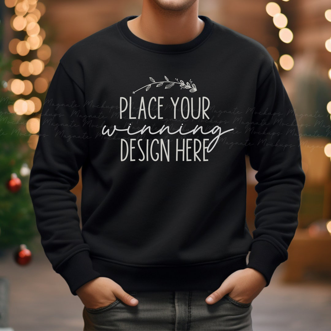 Mens Black Christmas Sweater 