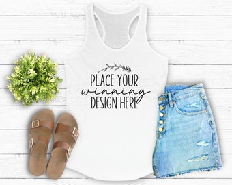 white tank top mockup racerback Next Level 1533 unisex singlet mock up mockups crew neck printify tanks mock ups flat lay tee jpg download