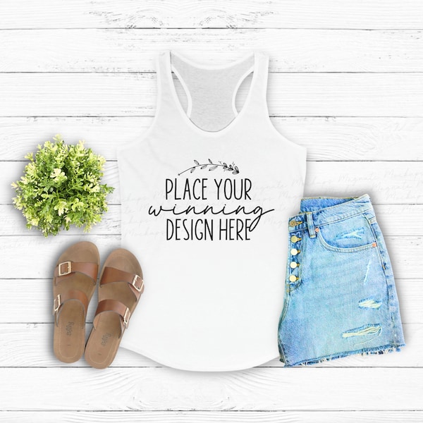 weißes Tank Top Mockup Racerback Top 1533 unisex Mockup Mockups Rundhalsausschnitt Prints Mockup flach liegend jpg download