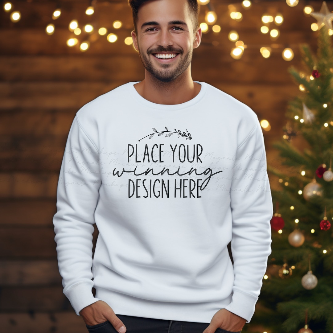 Mens White Christmas Sweater 