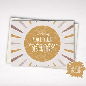 Horizontale kaart Mockup 5 x 7 effen blanco minimalistische kaart mock-up landschap kaarten mock-ups kerstkaart mockups slim object PSD JPG downloaden