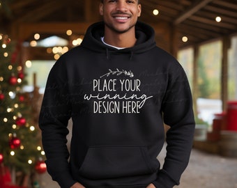 mens black hoodie mockup black male model Gildan 18500 mock Christmas hoodies mockup hoodie model mockups hoodies xmas mock-up jpg download