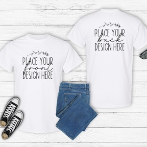 white front & back t-shirt mockup Gildan 5000 unisex Gildan heavy cotton shirt mockups Flat Lay blank Gildan Shirt Mockup blank AI download