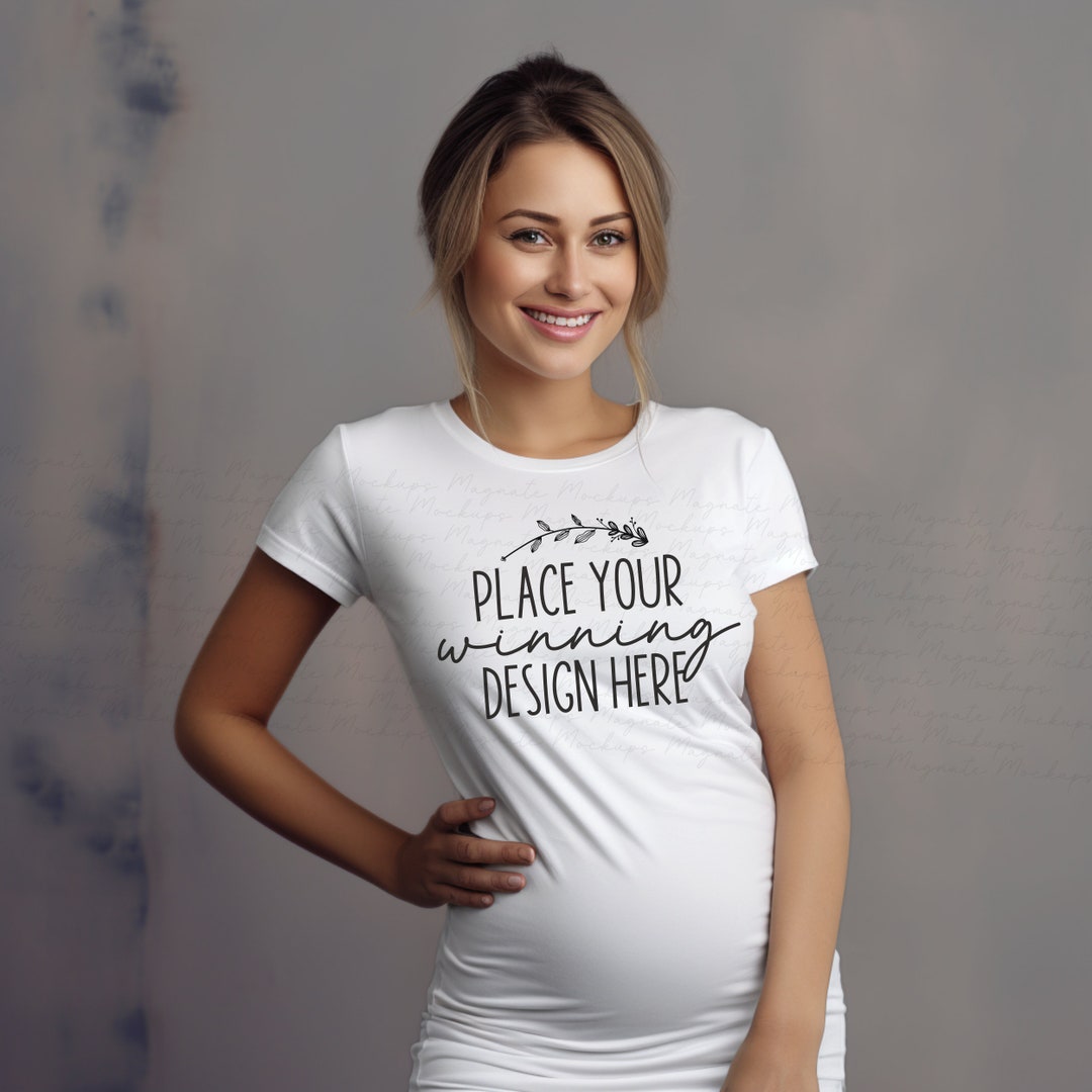 Pregnant Model White Tshirt Mockup Maternity T-shirt Mockup Pregnancy ...