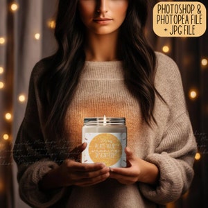9oz candle mockup soy candle jar Printify style Candle Fall Mock-up POD Candle Christmas Valentines wedding black lid mock PSD JPG download