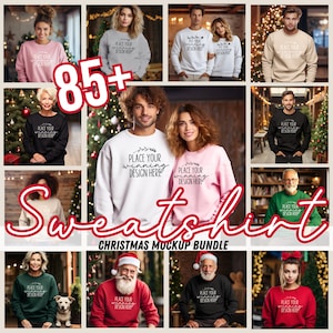 Gildan 18000 sweatshirt Christmas MEGA bundle mockup 85+ sweater mock-up bundles women men holiday season senior young couples AI download