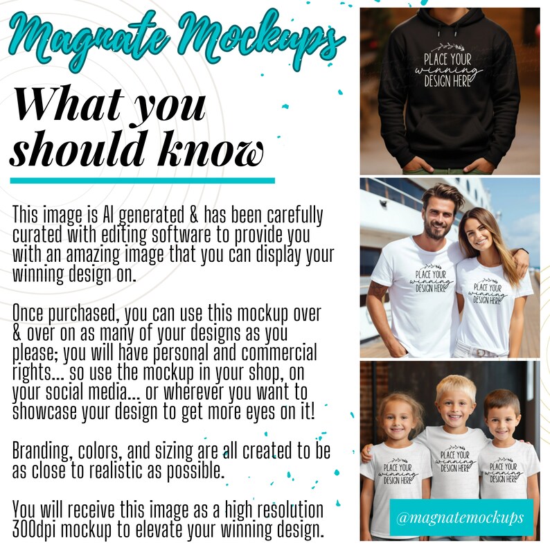 May include: A mockup image showing different clothing items with the text "Place Your Winning Design Here" on each item. The image is a digital mockup for use in online shops and social media.