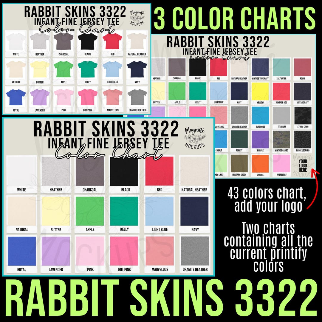 Rabbit Skins 3322 Color Chart Bundle: Infant Tee Mockup (JPG Download ...