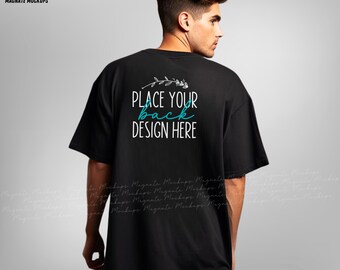 Black Comfort Colors 1717 T-Shirt Back Mockup (AI jpg Download)